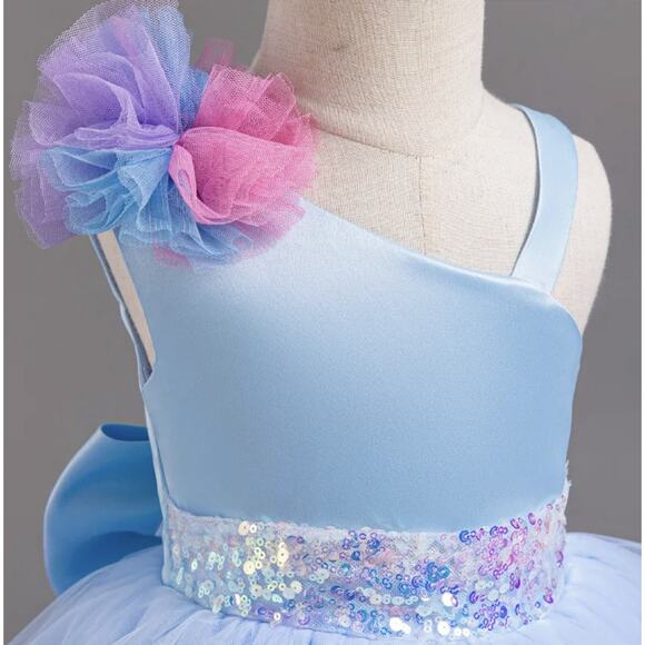 Elegant Princess Pink Party Dress Size 120 US 4T-5T Tulle Bow Sequin Dress - Picture 5 of 14